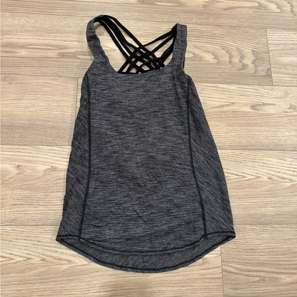 Lululemon Women Free‎ to Be Serene Strappy Back Open Back Bra Tank Top Gray 4